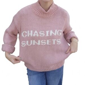 New With Tags! Scandal Italy "Chasing Sunsets" Pink Wool Blend Sweater Large